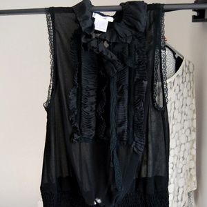 Esley Sheer Tuxedo Blouse